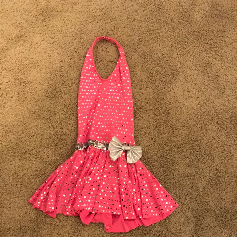 Pink halter sequin dress!